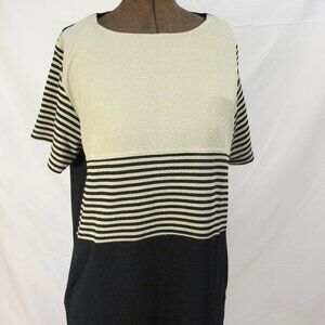 Nicole Studio New York short-sleeved light sage and black striped top  16